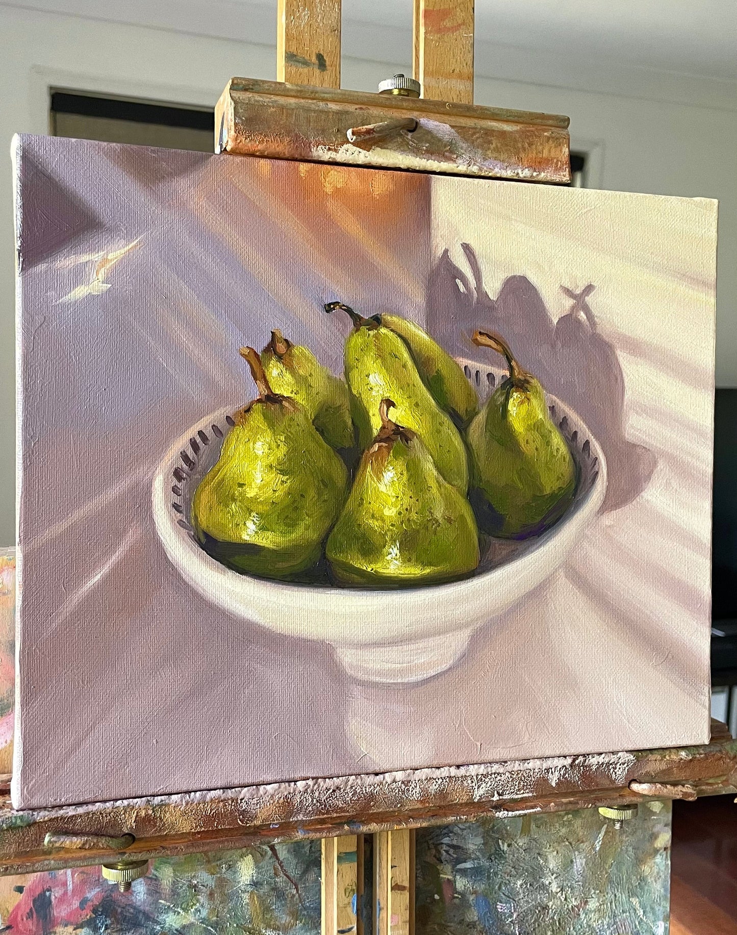 Sunlit Pears Still Life Original Oil Painting