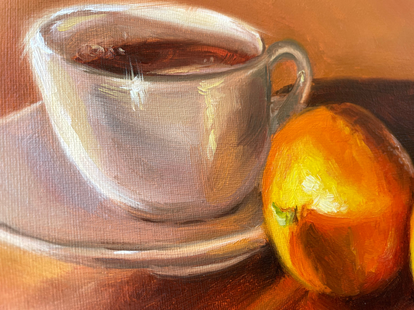 Fruit and Tea Still Life Original Oil Painting