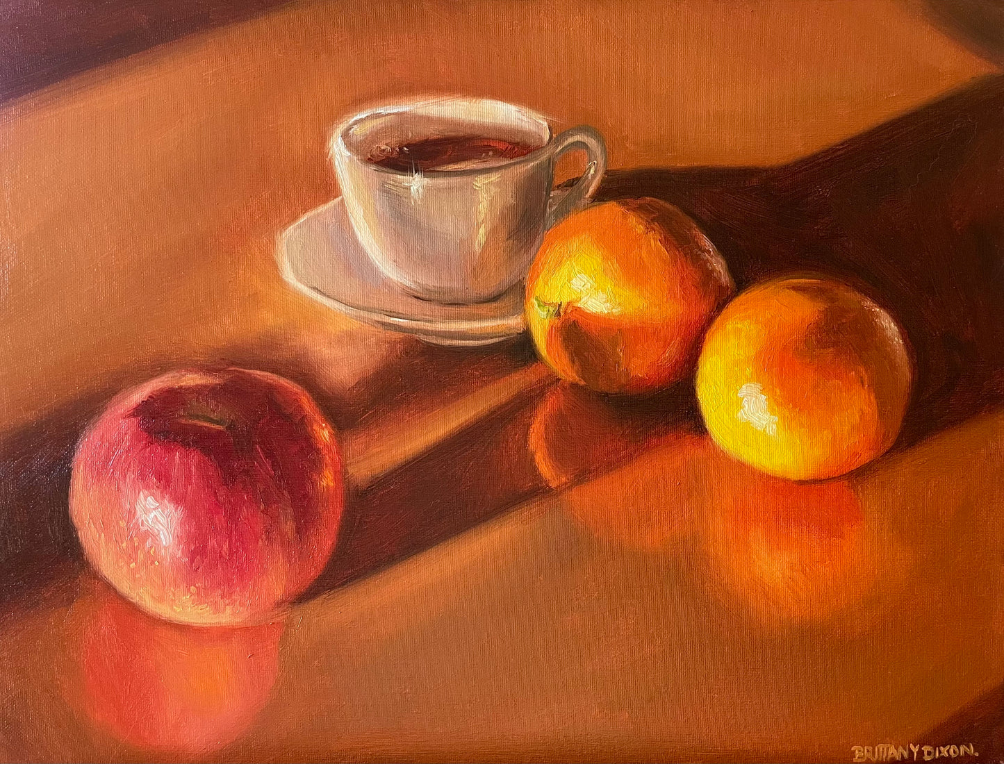 Fruit and Tea Still Life Original Oil Painting