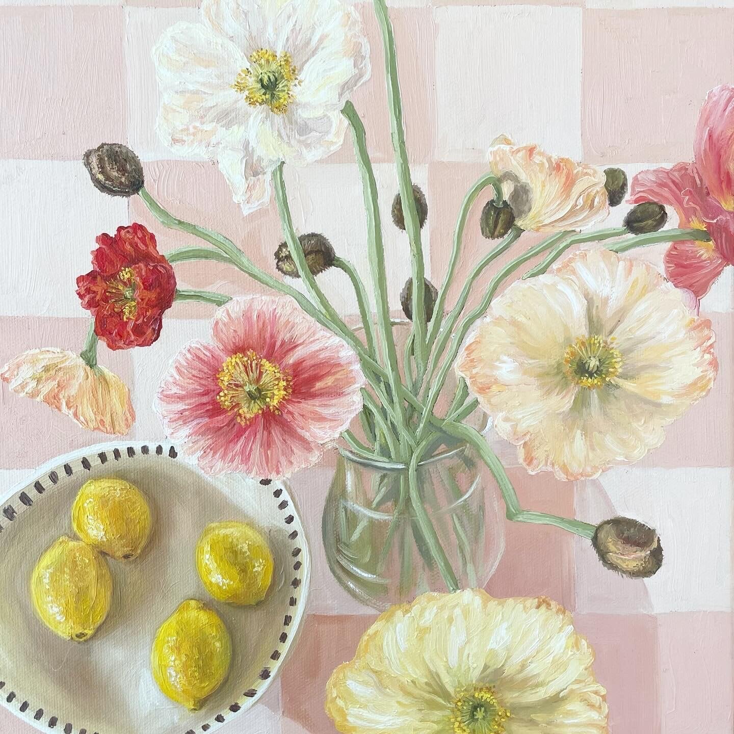Poppies and Lemons Original Oil Painting