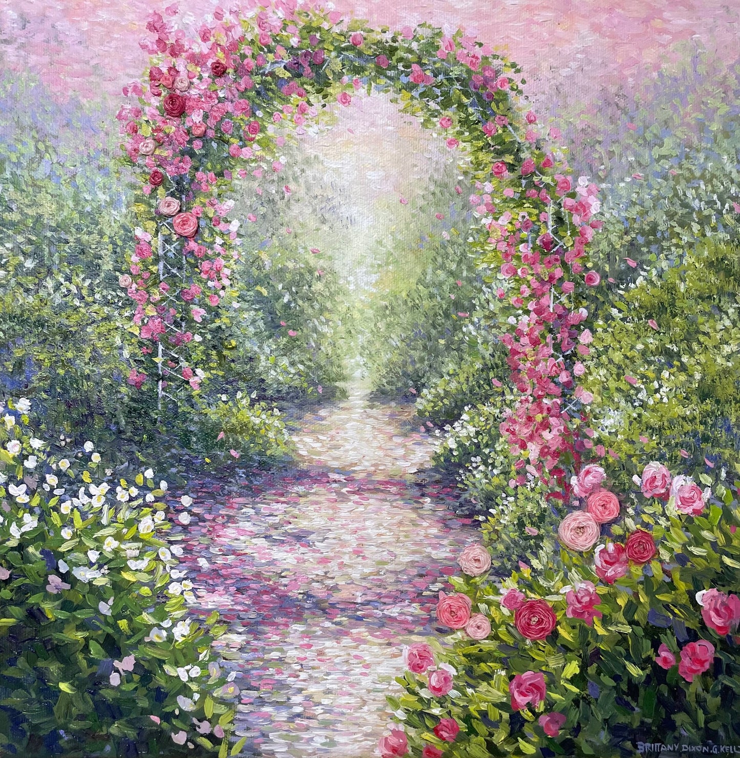 ROSY & SWIRLING Original Oil Painting | Textured Gardens no. 1