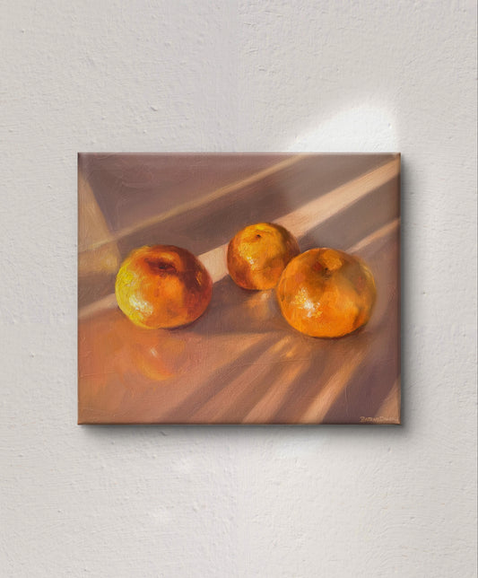 Trio of Mandarins Still Life Original Oil Painting
