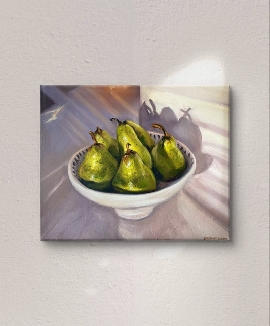 Sunlit Pears Still Life Original Oil Painting