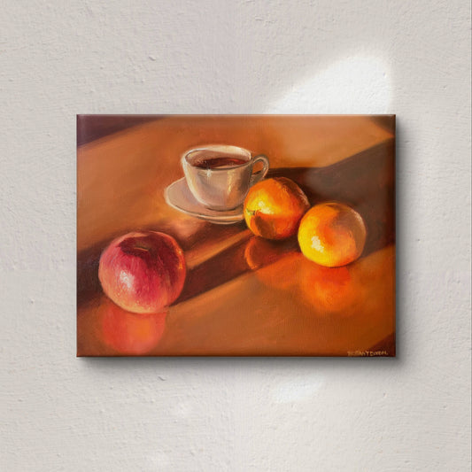 Fruit and Tea Still Life Original Oil Painting